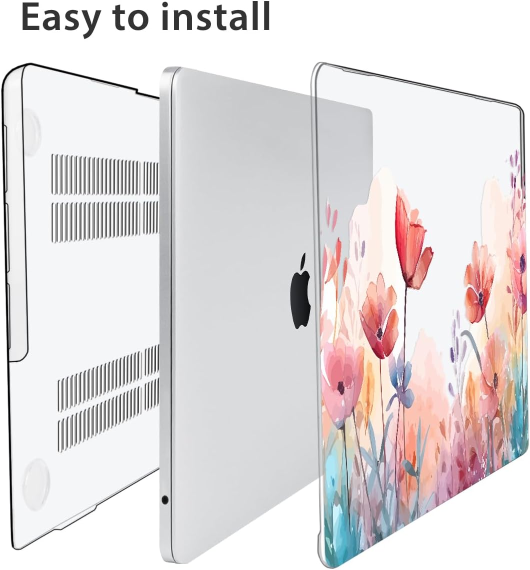 Compatible with MacBook Air 13.6 inch Case 2025 2024 2023 2022 Release M4 A3240 M3 A3113 M2 A2681 with Touch ID, Plastic Hard Shell Case&Keyboard Cover&Screen Film&Webcam Cover, Garden Floral