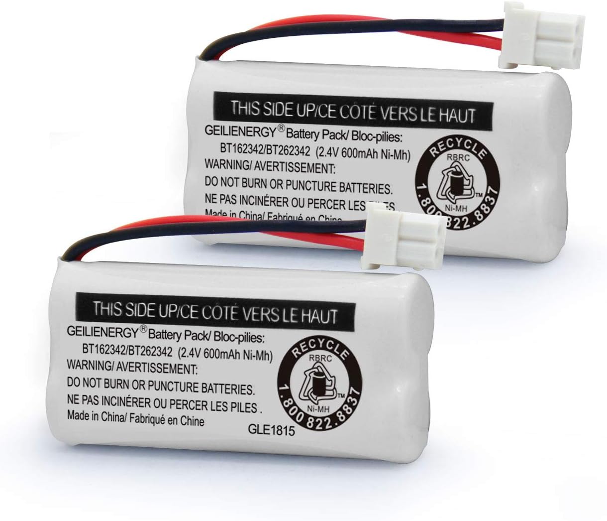 GEILIENERGY Replacement Battery BT162342 / BT262342 BT166342/BT266342 BT183342/BT283342 Compatible for Cordless Telephones CS6114 CS6419 CS6719 EL52300 CL80111(Pack of 2)