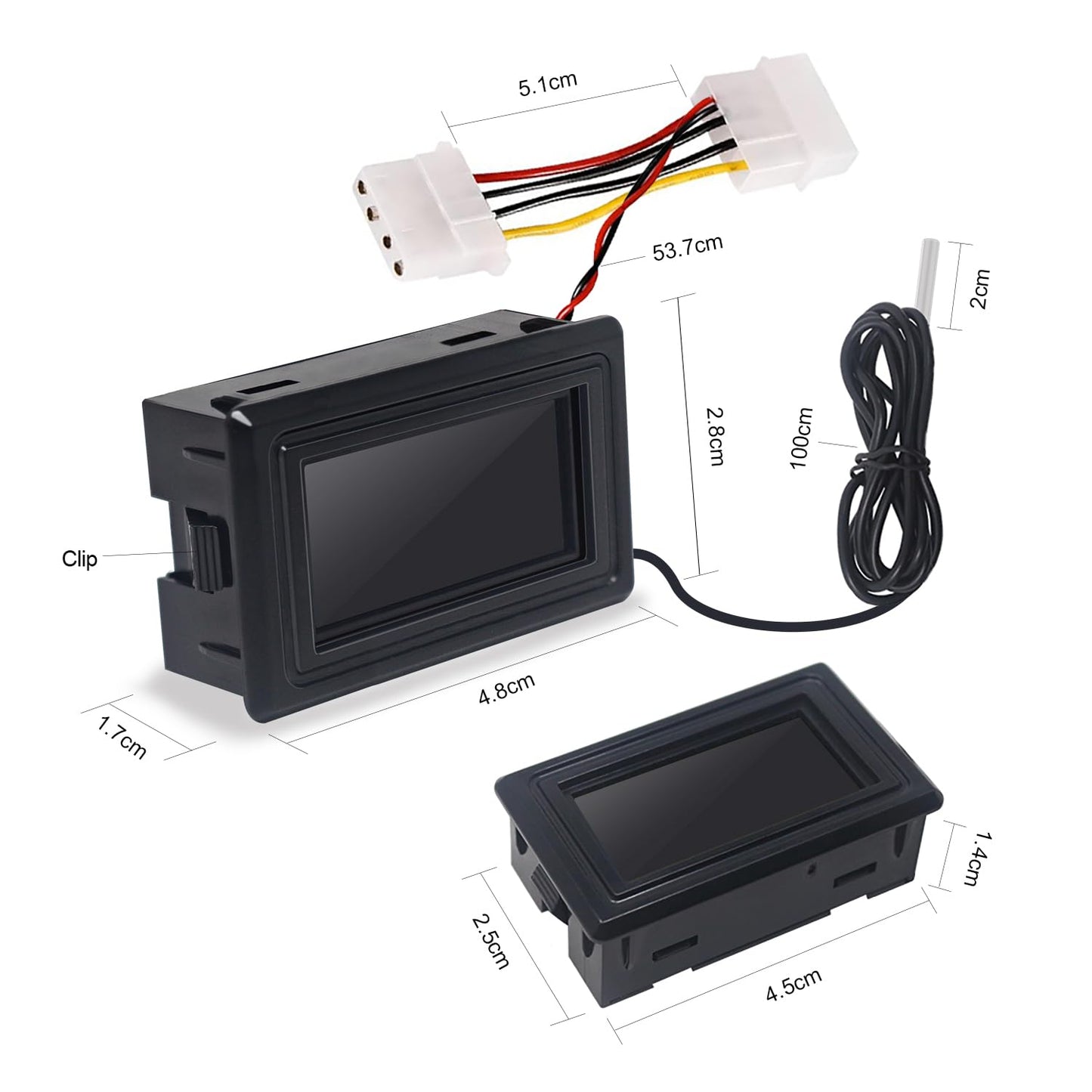 KETOTEK Digital Thermometer Temperature Meter Gauge Waterproof Sensor Probe Aquarium Car PC case Incubator Temp Meter 4 Pin Power Supply Celsius/Fahrenheit LCD Display