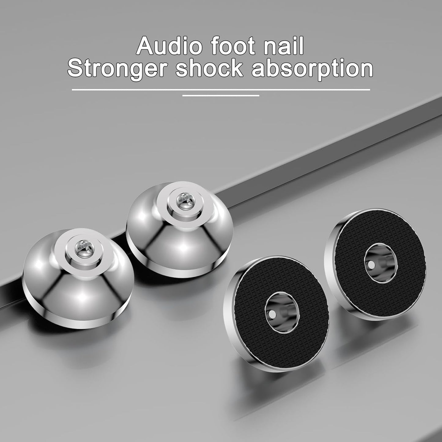 Audiocrast IF4021S HiFi Speaker Isolation Feet Pads 4PCs Stainless Steel 40x21mm Silver Speaker Shock Absorber Vibration Dampener Floor Protector for Audio Subwoofer CD DVD Amplifier Turntable DAC