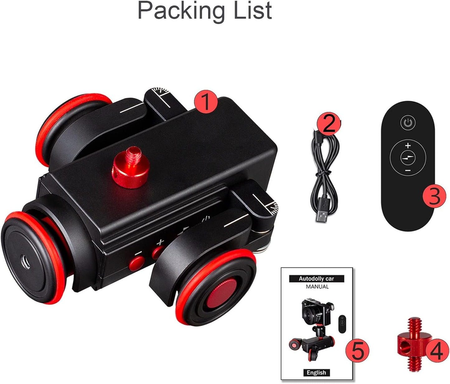 EACHSHOT Motorized Dolly Car, 3-Wheels Wireless Electric Track Rail Slider Video Camera Dolly Car with Remote Control, Compatible with DSLR Camera, Camcorder, for GoPro, iPhone, and Android Smartphone
