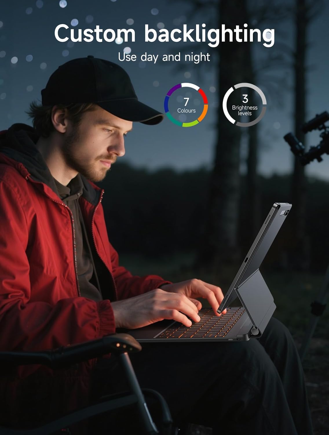 HOU Keyboard for Samsung Galaxy Tab S10+ Plus/S9+ Plus/S9 FE+ Plus/S8+ Plus/S7+ Plus/S7 FE 12.4" with Magnetic Case,Floating Cantilever,Multi-Function Trackpad,7 Colors Backlit,S Pen Holder,Black