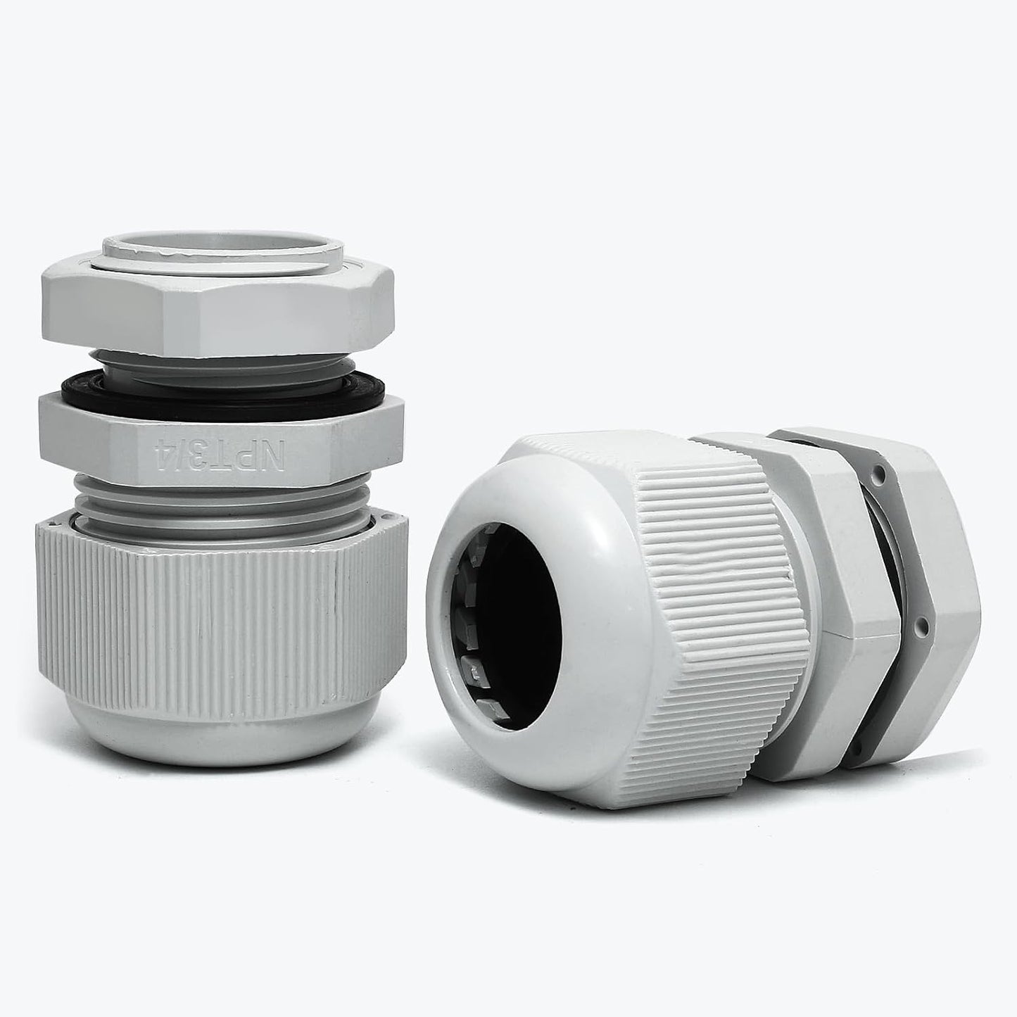 20 Pcs 3/4" NPT Nylon Cable Glands, IP68 Waterproof Adjustable Cord Grip Cable Connector Strain Relief Wire Protectors for 13-18mm Cable Diameter, Grey