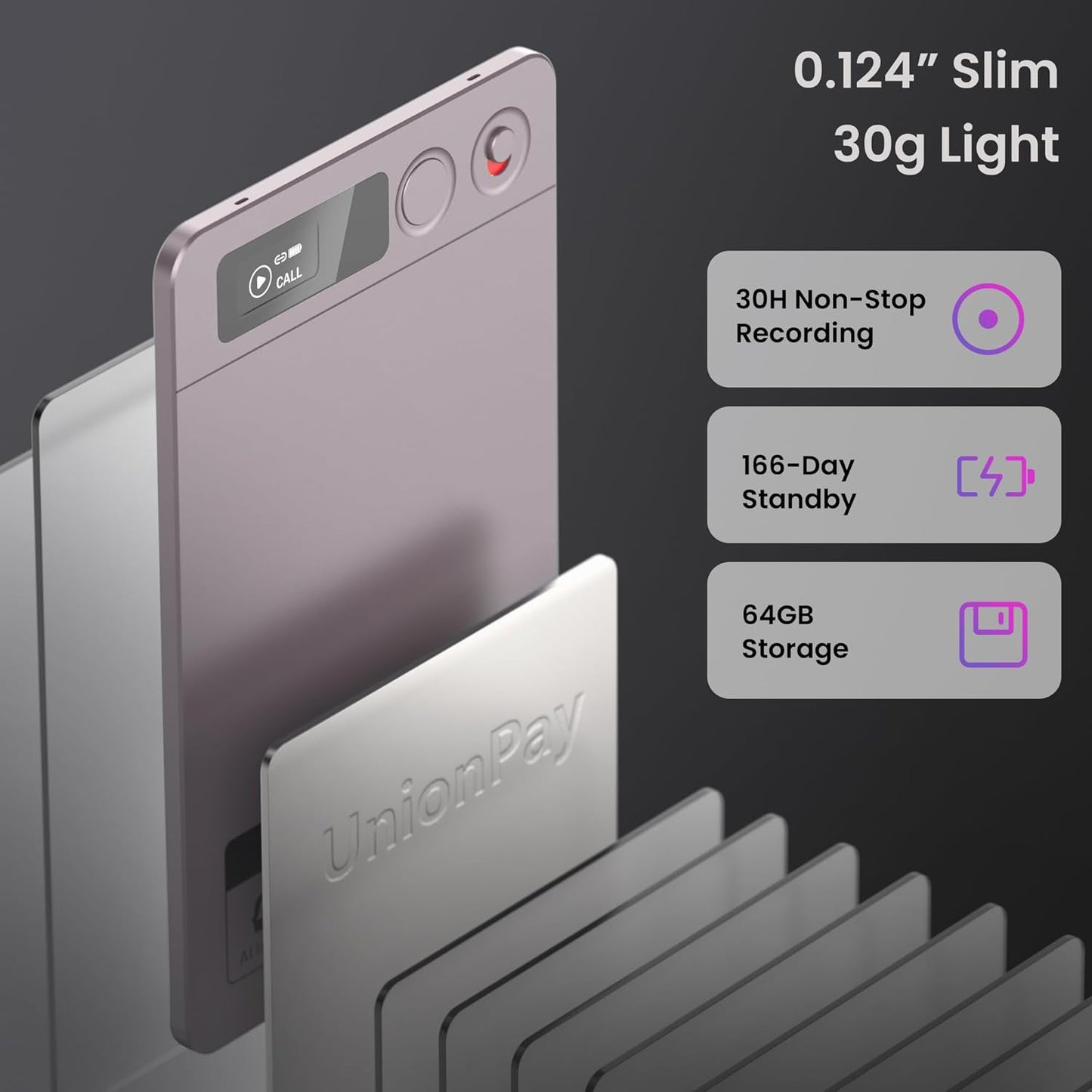 AI Voice Recorder, Transcribe & Summarize, AI Noise Cancellation Technology, Supports 152 Languages, 64GB Memory APP Control Audio Recorder for Lectures, Meetings, Calls (Starlight)
