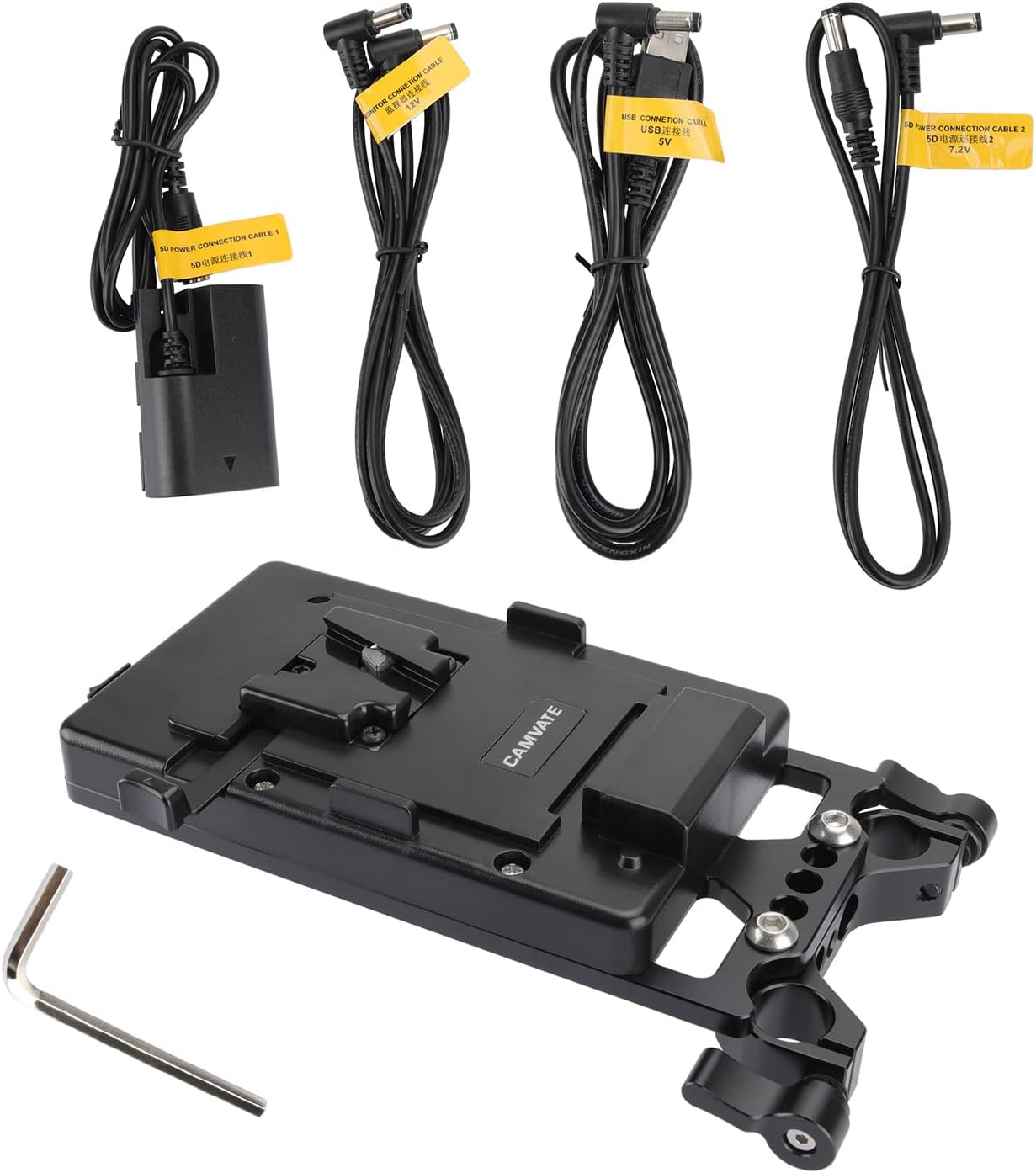 CAMVATE V Lock Mounting Plate Power Supply Splitter with 15mm Rod Clamp - 1524