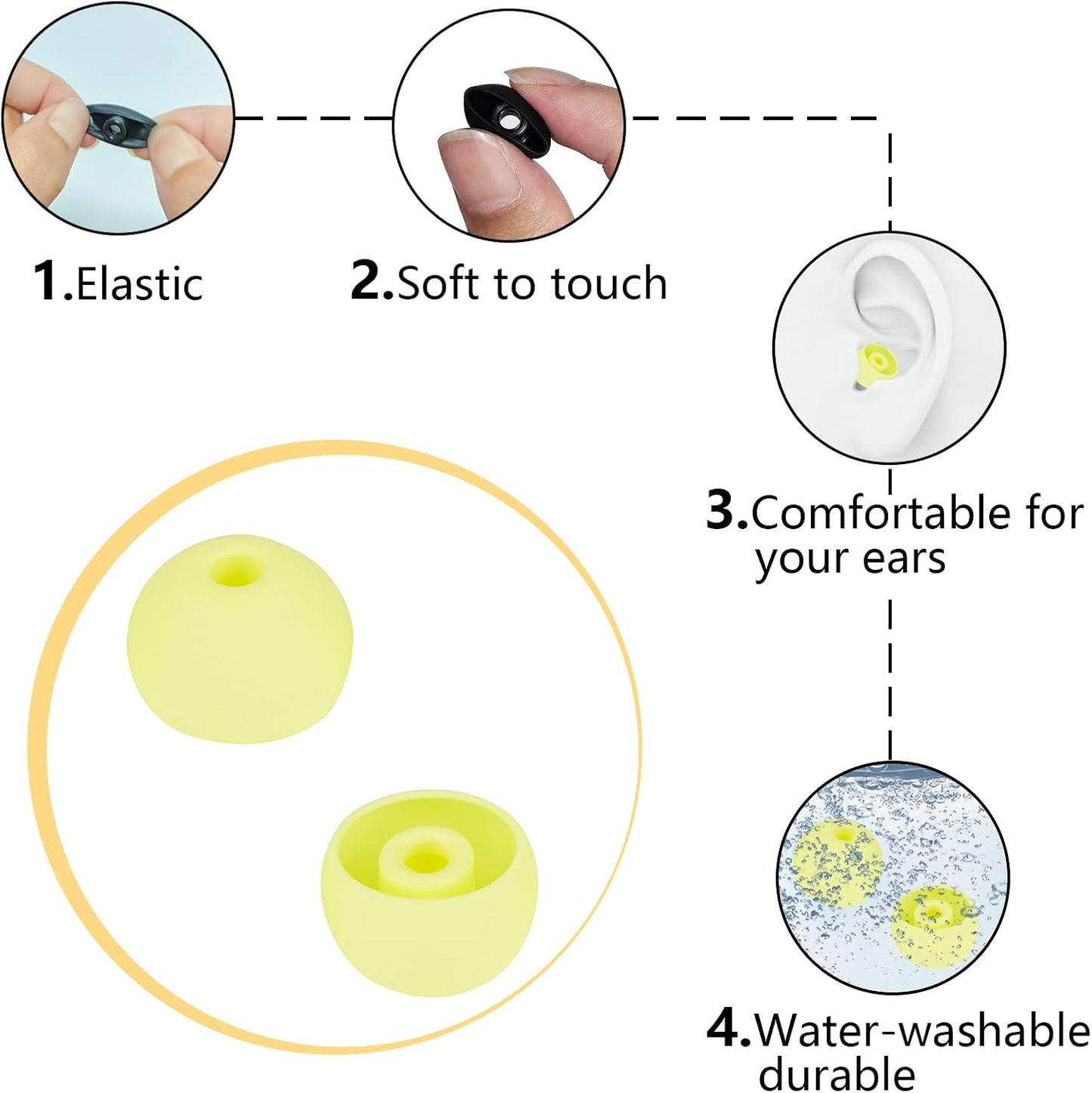 Earbud Replacement Tips Silicone Earbud Tips Ear Tips Compatible with Powerbeats Pro Beats Wireless Earphone Headphone Earbud Rubber Tips Eartips 4 Pairs