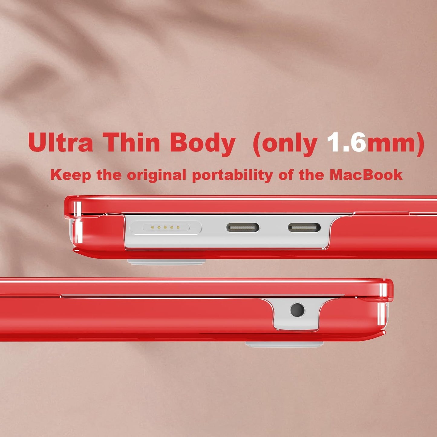 CISSOOK Compatible with MacBook Air 13.6 inch Case A3240 A3113 A2681 2025 2024 2022 Released, Plastic Hard Shell Case with Keyboard Cover USB Adapter for MacBook Air 13 M2 M3 M4, Crystal Red