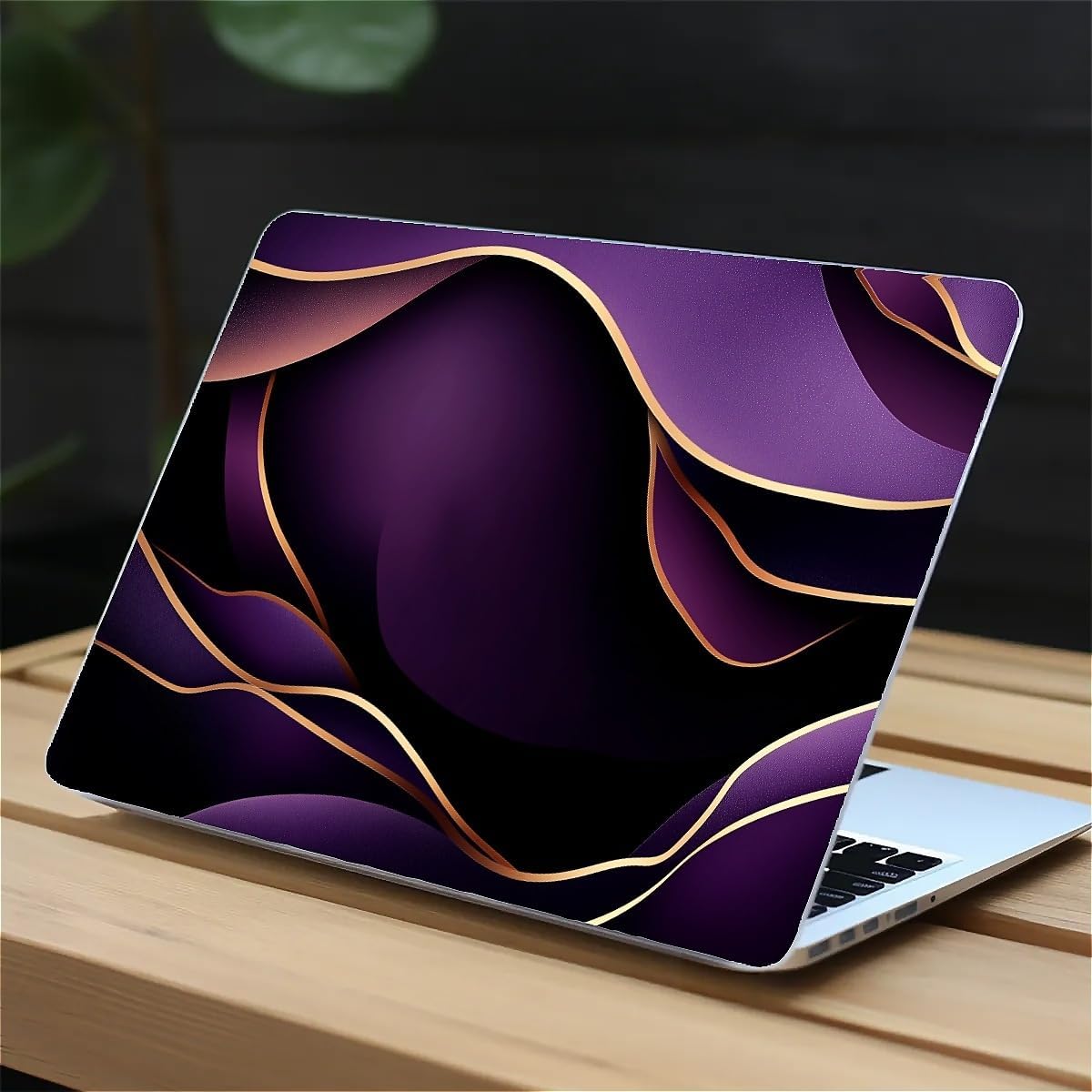 Compatible with MacBook Air 13.3 13.6 Inch Case 2022 2021 2020 2019 Plastic Hard Shell Case Cover,13.3 Air (A1932/A2179/A2337), Purple and Gold Color Line
