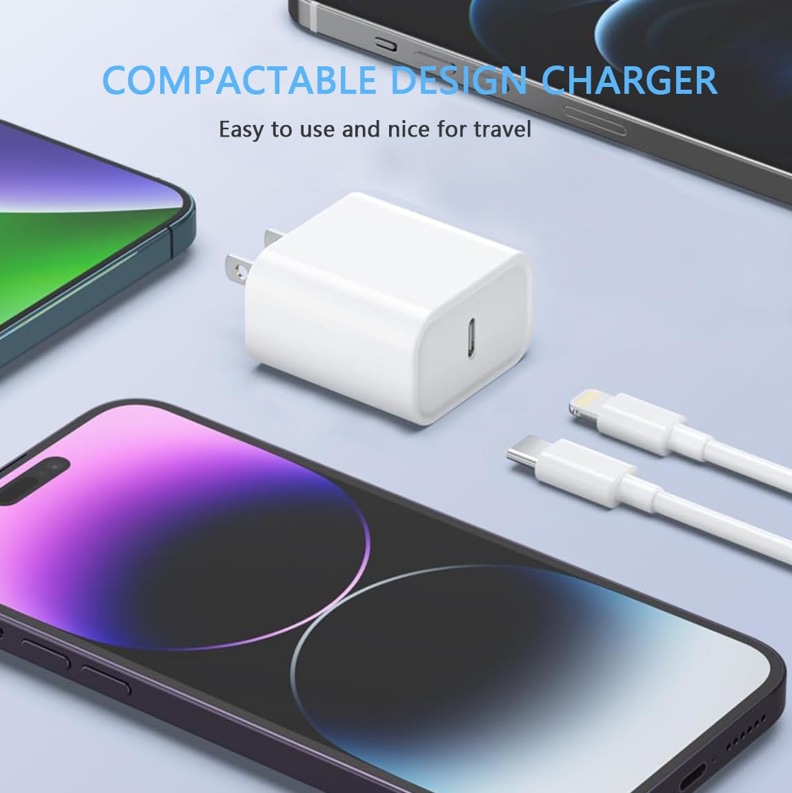 for iPhone Charger Fast Charging, 3Pack USB C Charger Block with USB C to Lightning Cable Cord, Type C Fast Charging Block Compatible with iPhone 14 Pro Max/14 Plus/13/13 Mini/12/11/XS Max/XR/X/8/7/SE