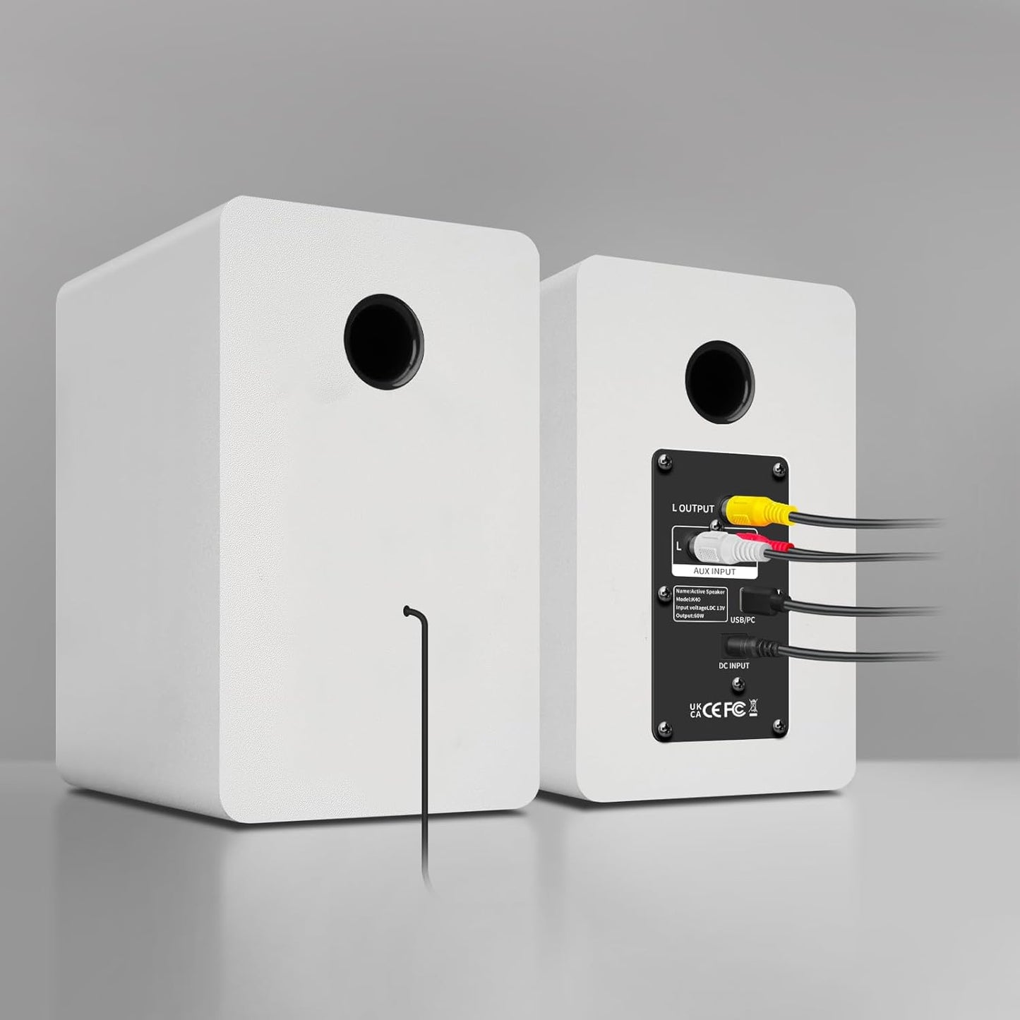 Computer Speakers for Desktop PC, Active Bookshelf Speaker with 3‘’ Carbon Fiber Woofer and Silk Film Tweeter ,Supports Bluetooth 5.3, USB-C, AUX/RCA Input for Record Player TV - White Stereo Set