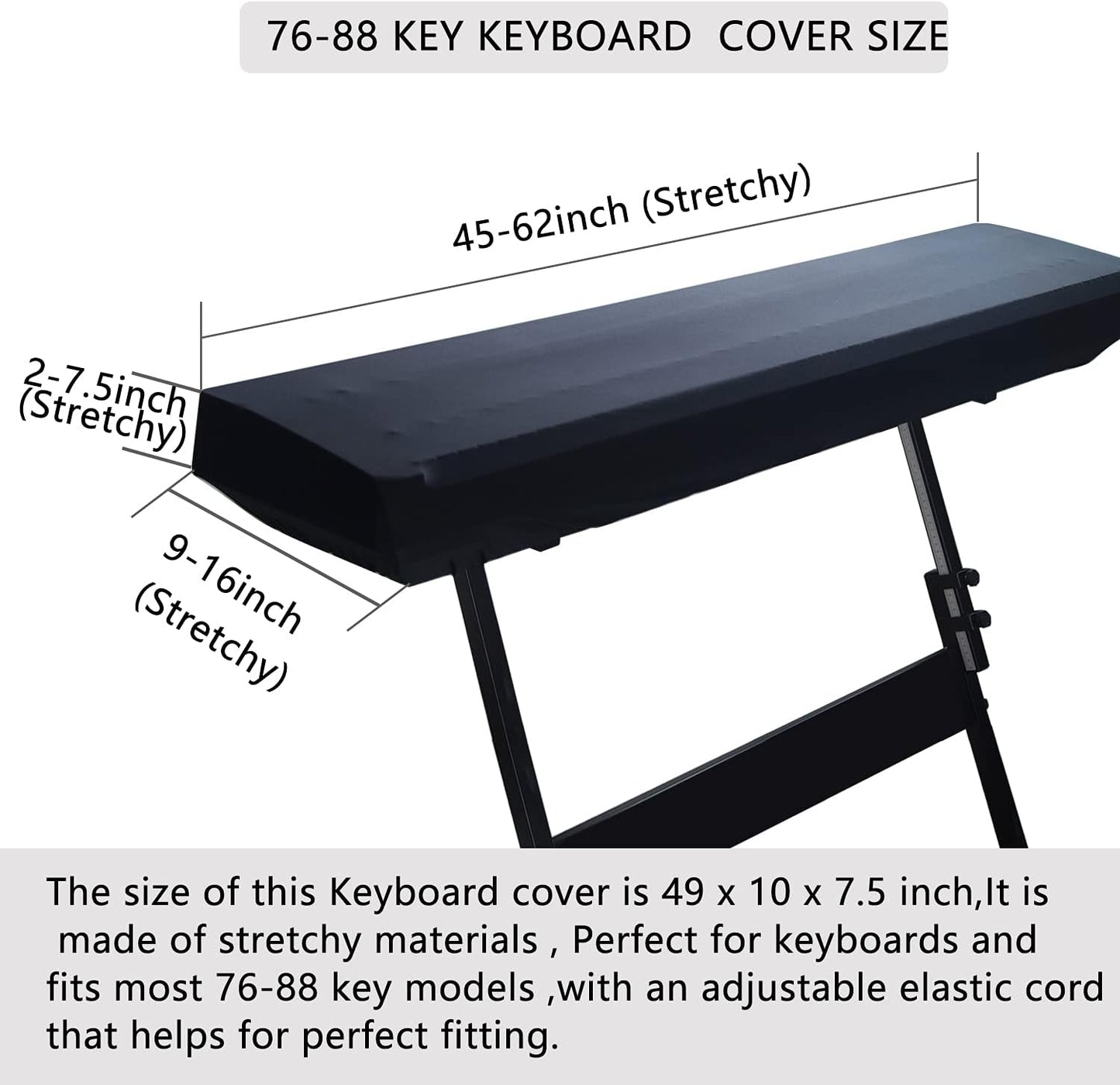 Piano Dust Cover 61-88 Keys Weighted Keyboard Small Keyboard Piano Covers Waterproof Locking Clasp Keep It From Dust and Dirt (76-88 KEYS)