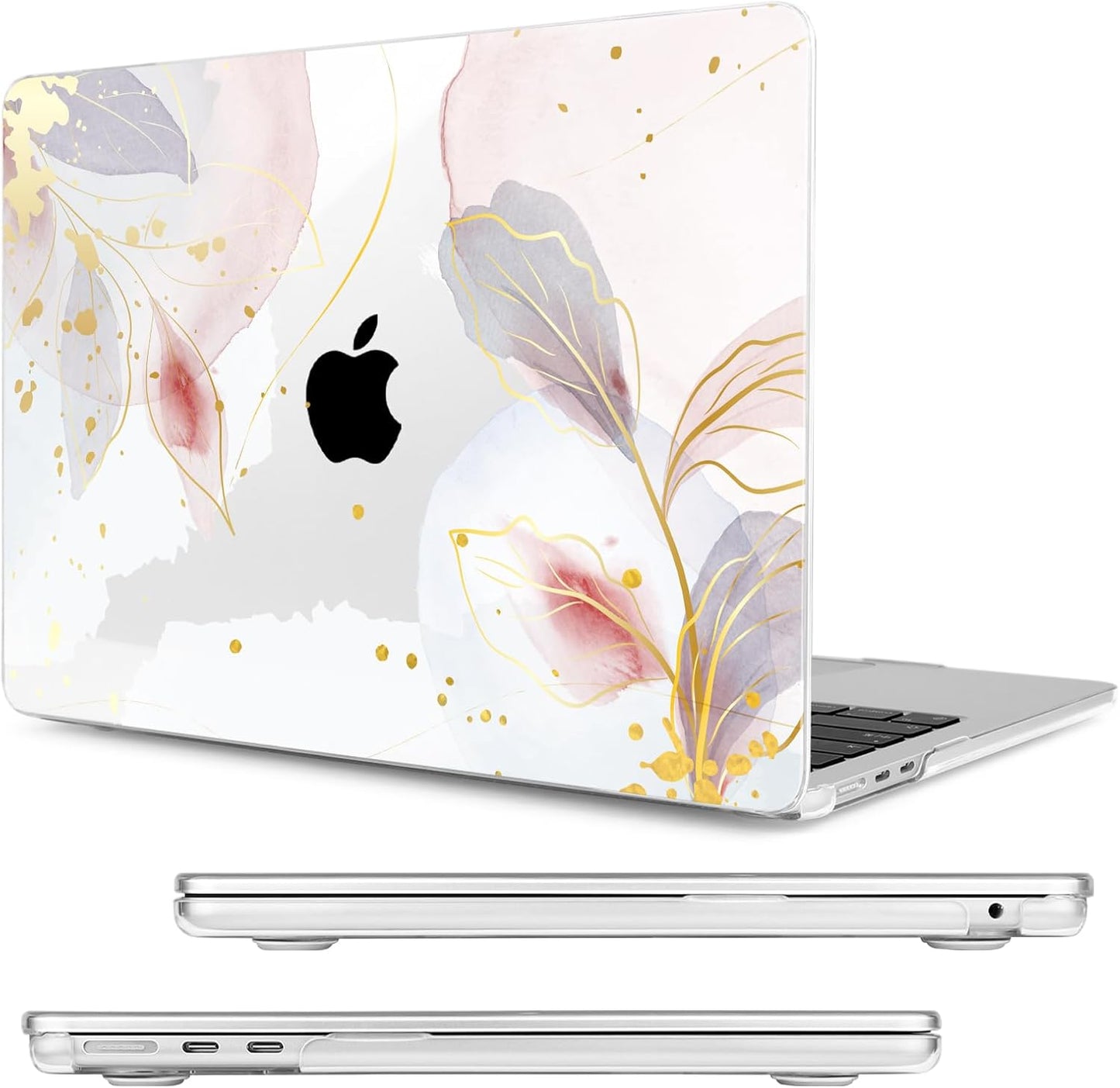 Compatible with MacBook Air 13.6 inch Case, M4 A3240/M3 A3113/M2 A2681 (Released 2025 to 2022), Hard Shell, Keyboard Cover, Screen Protector, Webcam Cover & Type-C Adapter, Vector Flower