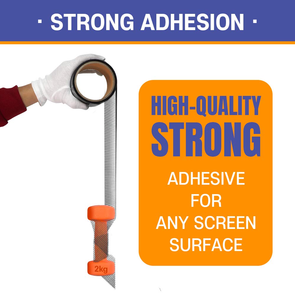 HA SHI Screen Repair Kit for Windows or Doors (4" x 15FT, Black) 3-Layer Strong Adhesive Tape, Made in Korea, Ease-Installation Fiberglass Covering Mesh