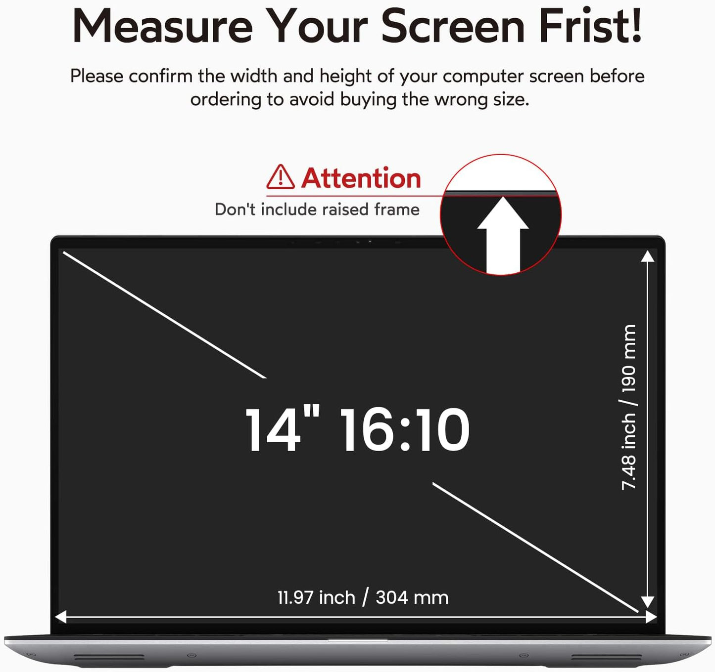 BERSEM 14 Inch Laptop Privacy Screen for 16:10 Ratio Computer Monitor, Removable Anti Glare Blue Light Filter for Laptop Privacy Screen 14 inch, Anti-Spy, Anti-Scratch, UV-Blocking