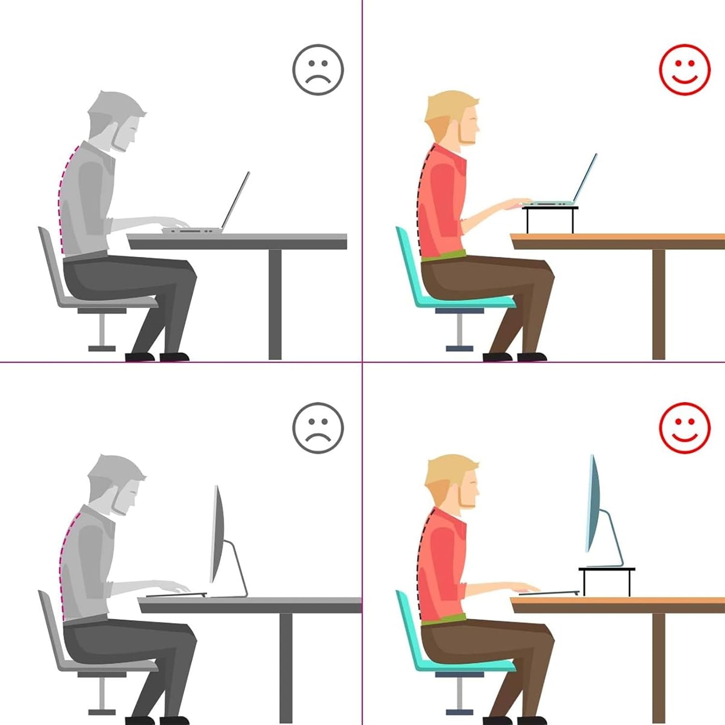 Bracwiser Monitor Stand Riser,3 Level Height Adjustable Desktop monitor stand for Computer, Laptop, Printer, Notebook with Vented Metal Platform 370X235MM 2 Packs,White