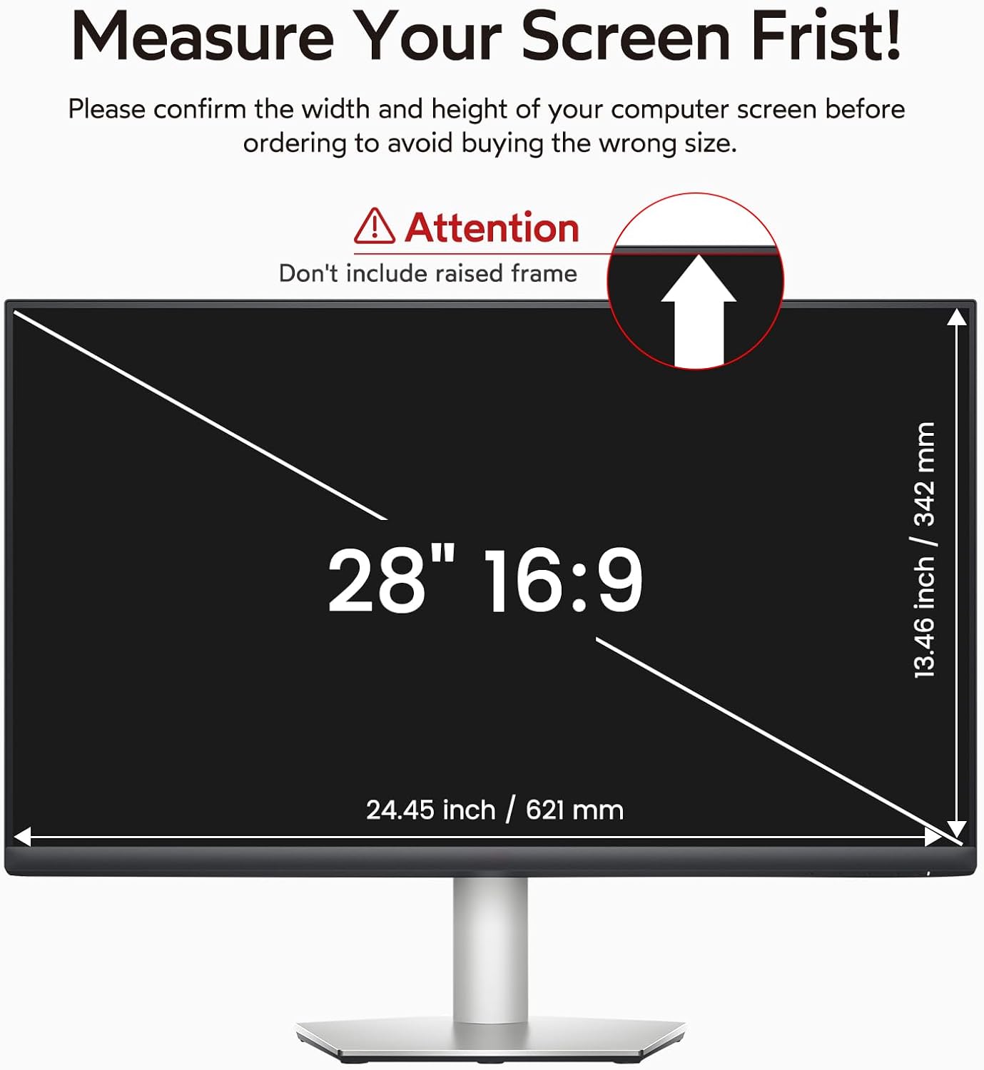 BERSEM 28 Inch Monitor Computer Privacy Screen Filter for 16:9 Ratio Removable Monitor Anti-Glare & Privacy Filters for 28 Inch, Anti Blue Light, Anti-Spy, Anti-Scratch, UV-Blocking