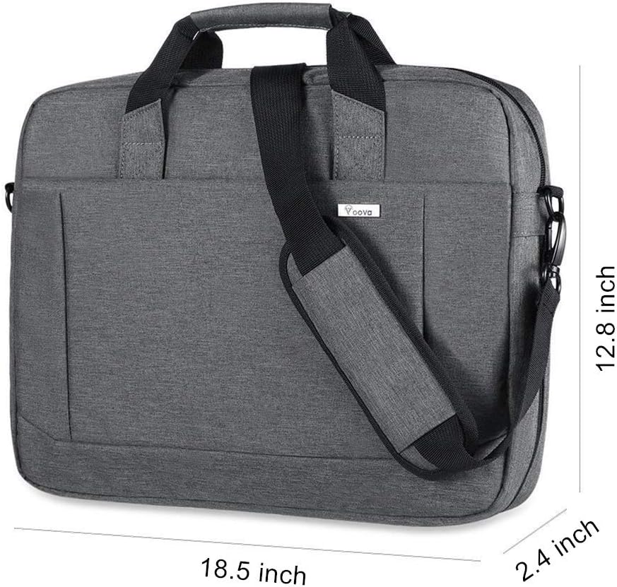 Voova Laptop Bag Case 17 17.3 Inch Computer Sleeve Messenger Bag with Shoulder Strap Expandable Waterproof Large Capacity Business Briefcase for Work Travel Fit 17-18” Laptop, Men Women, Gray