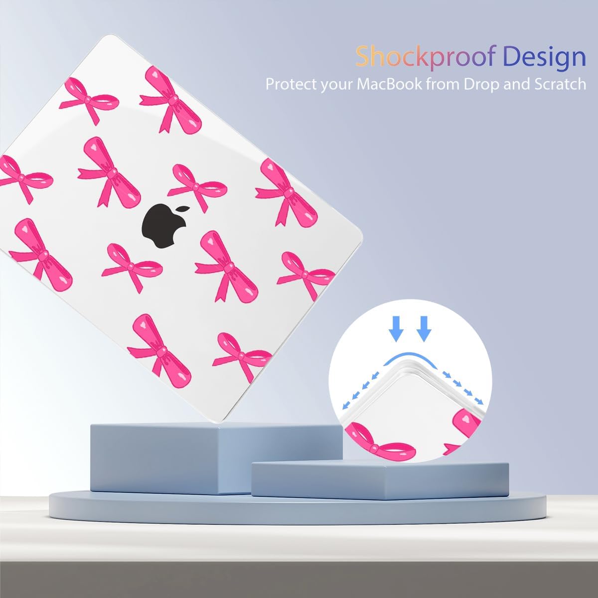 Teryeefi Designed Case for MacBook Air 15 Inch M4 A3241/M3 A3114 /M2 A2941 2023 2024 2025 Released, Printed Plastic Hard Shell Cover with Keyboard Skin & Type C Adapter, Bows-A