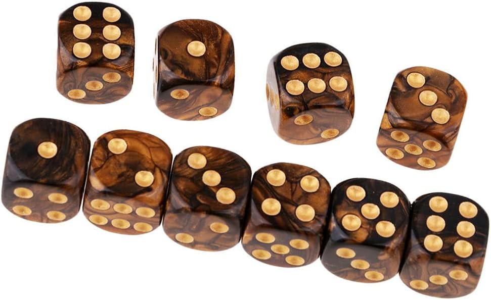 20PCS Polyhedral D6 Dice 16mm Acrylic 6 Sided Dice Game Dice for RPG MTG DND Dice Table Games (Green Black and Black Gold)