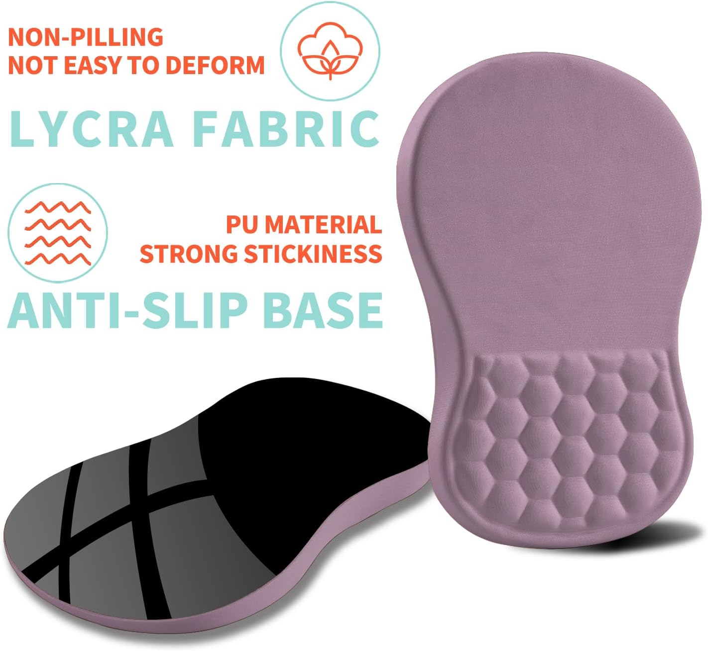 Ergonomic Mouse Pad Wrist Support with Memory Foam Massage Bulge, Carpal Tunnel Pain Relief Mousepad Wrist Rest for Mouse(12x8 inch, Purple)