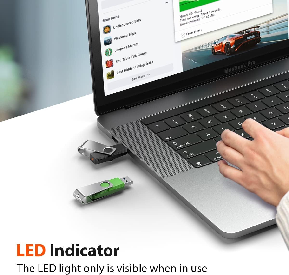 Aiibe 64GB Flash Drive 2 Pack 64GB USB Flash Drive Thumb Drive Zip Drive USB 2.0 Memory Stick USB Drive with Keychain (64G, 2 Colors: Black Green)