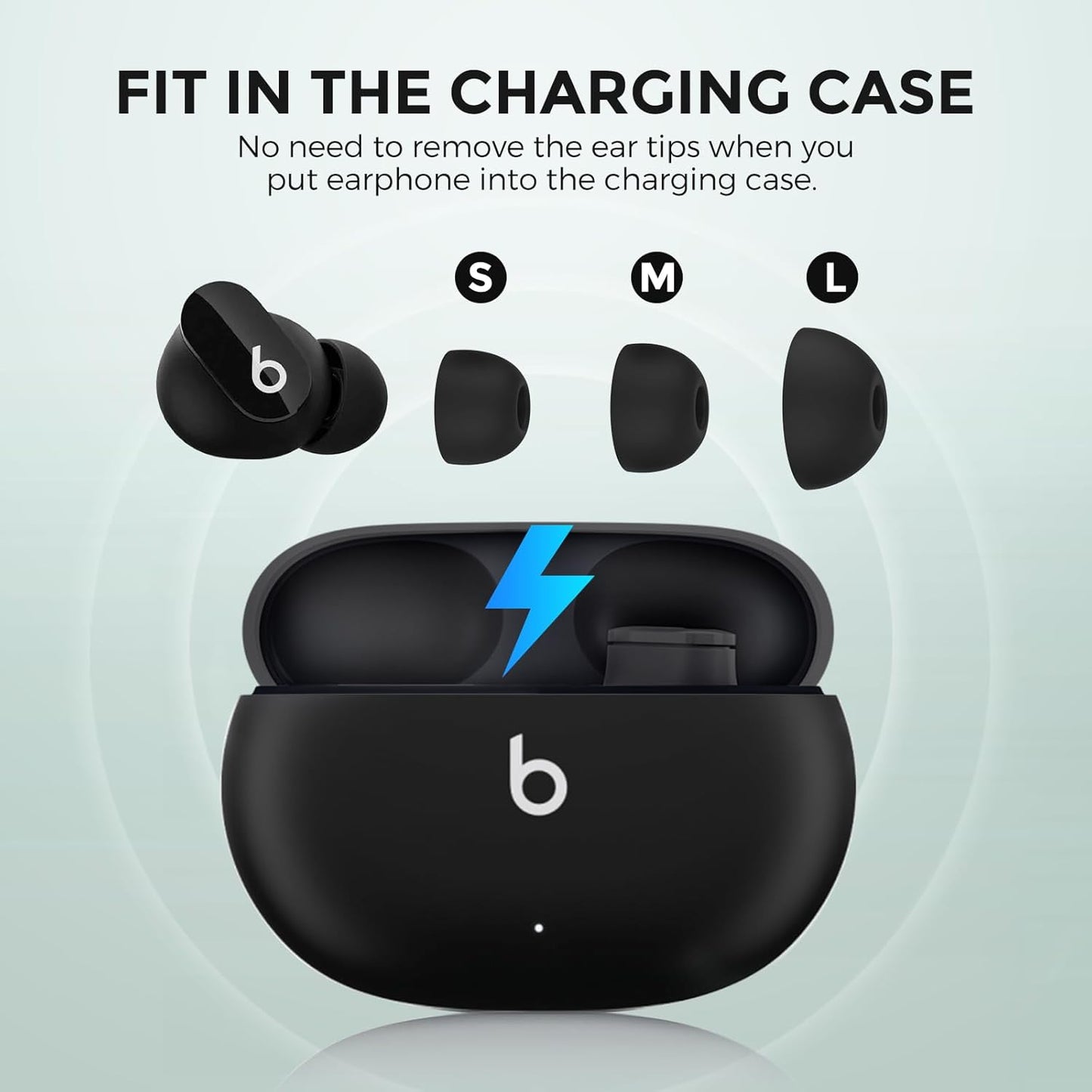 AhaStyle Ear Tips for Beats Studio Buds/Powerbeats Pro 2/Solo Buds/Fit Pro/Studio Buds+【Fit in The Charging Case】6 Pairs S/M/L Silicone Ear Covers Replacement Tips for Beats Wireless Bluetooth Earbuds