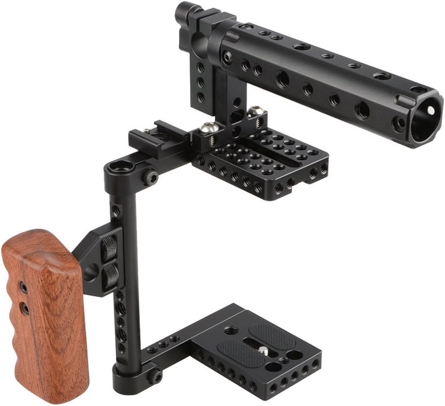 CAMVATE DSLR Camera Cage Top Handle Wood Grip Compatible for Sony Panasonnic - 1175