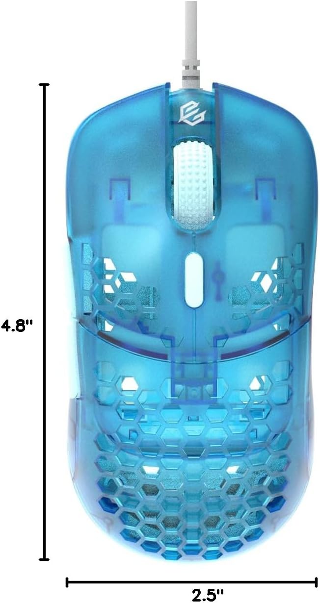 Gwolves Hati HTM Lightweight Honeycomb Wired Gaming Mouse,~56g,3389 Sensor,16,000 DPI, Low Latency,Anti-Interference,6 Programmable Buttons,On-Board Memory,PC/Mac and Laptop (Cerulean, HTM - Medium)
