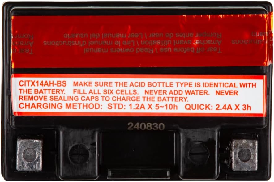 Interstate Batteries YTX14AH-BS 12V 12Ah Powersports Battery 210CCA High-Performance AGM Rechargeable Replacement for Kawasaki, Polaris, Yamaha ATVs, UTVs, Snowmobiles, Motorcycles (CITX14AH-BS)