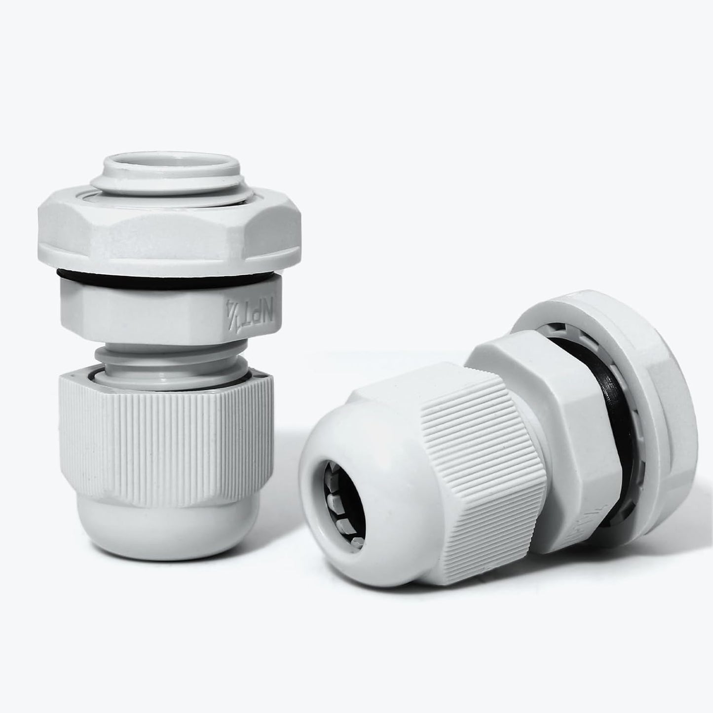 10 Pcs 1/4" NPT Nylon Cable Glands, IP68 Waterproof Adjustable Cord Grip Cable Connector Strain Relief Wire Protectors for 4-6mm Cable Diameter, Grey