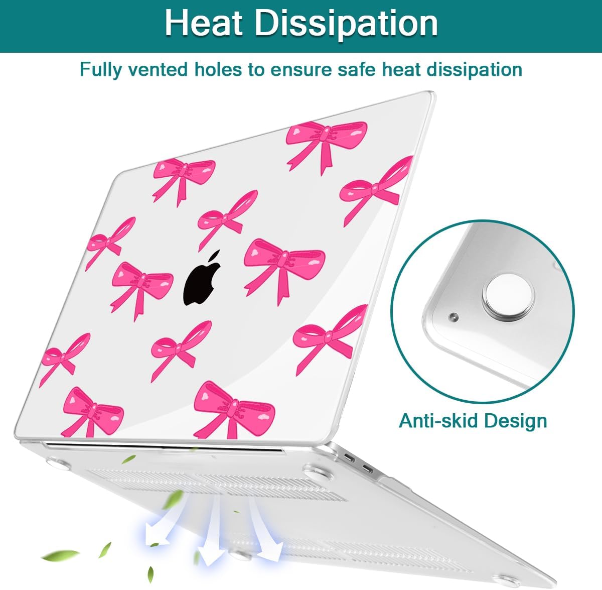 Teryeefi for MacBook Air 13 inch Case 2020 2019 2018 fits Model M1 A2337 A2179 A1932 with Retina Display with Touch ID, Plastic Hard Shell Case & Keyboard Cover & Screen Protector, Bows-A