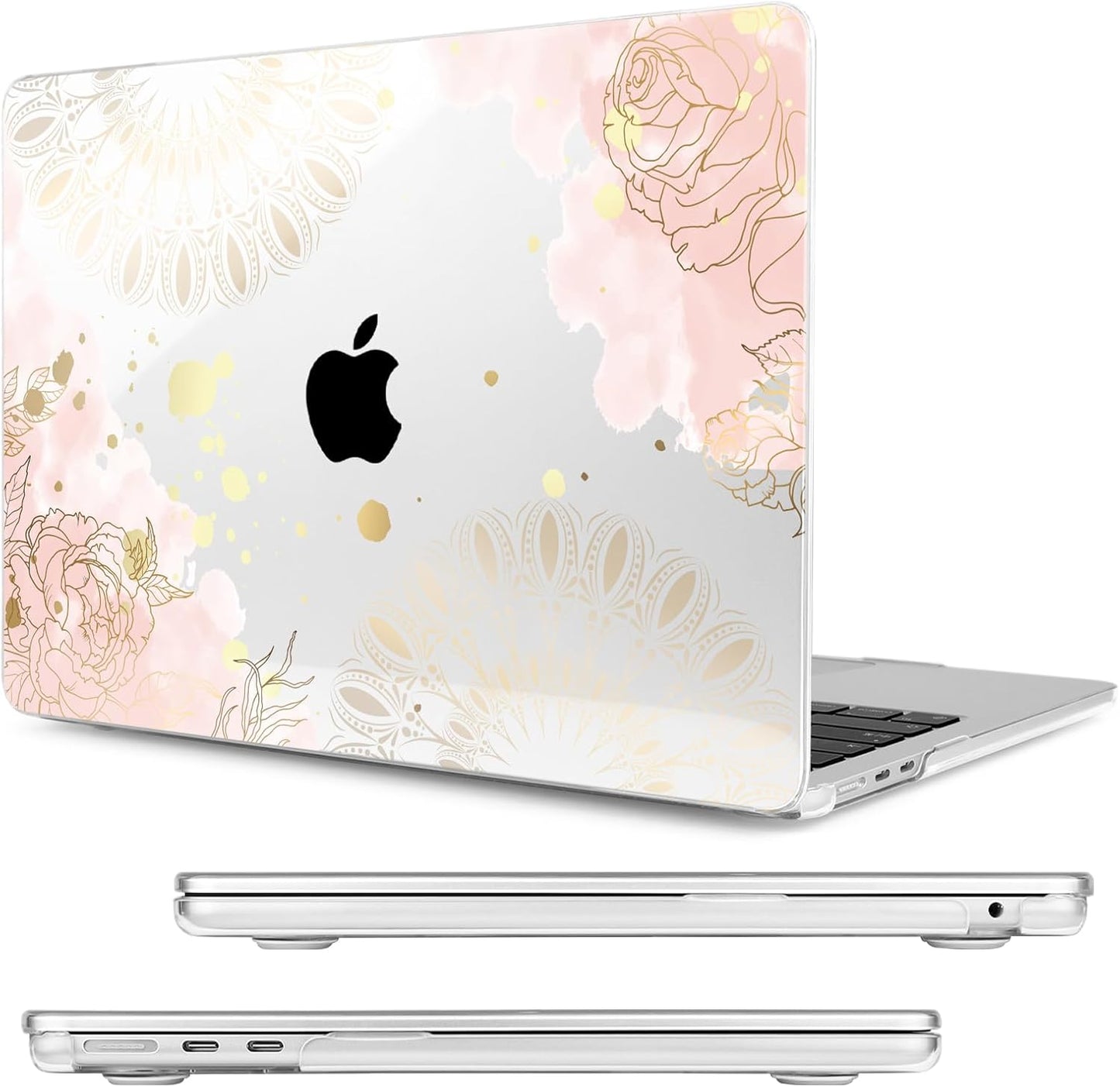 Compatible with MacBook Air 15 inch Case, M4 A3241/M3 A3114/M2 A2941 (Released 2025 to 2023), Hard Shell, Keyboard Cover, Screen Protector, Webcam Cover & Type-C Adapter, Vector Flower2
