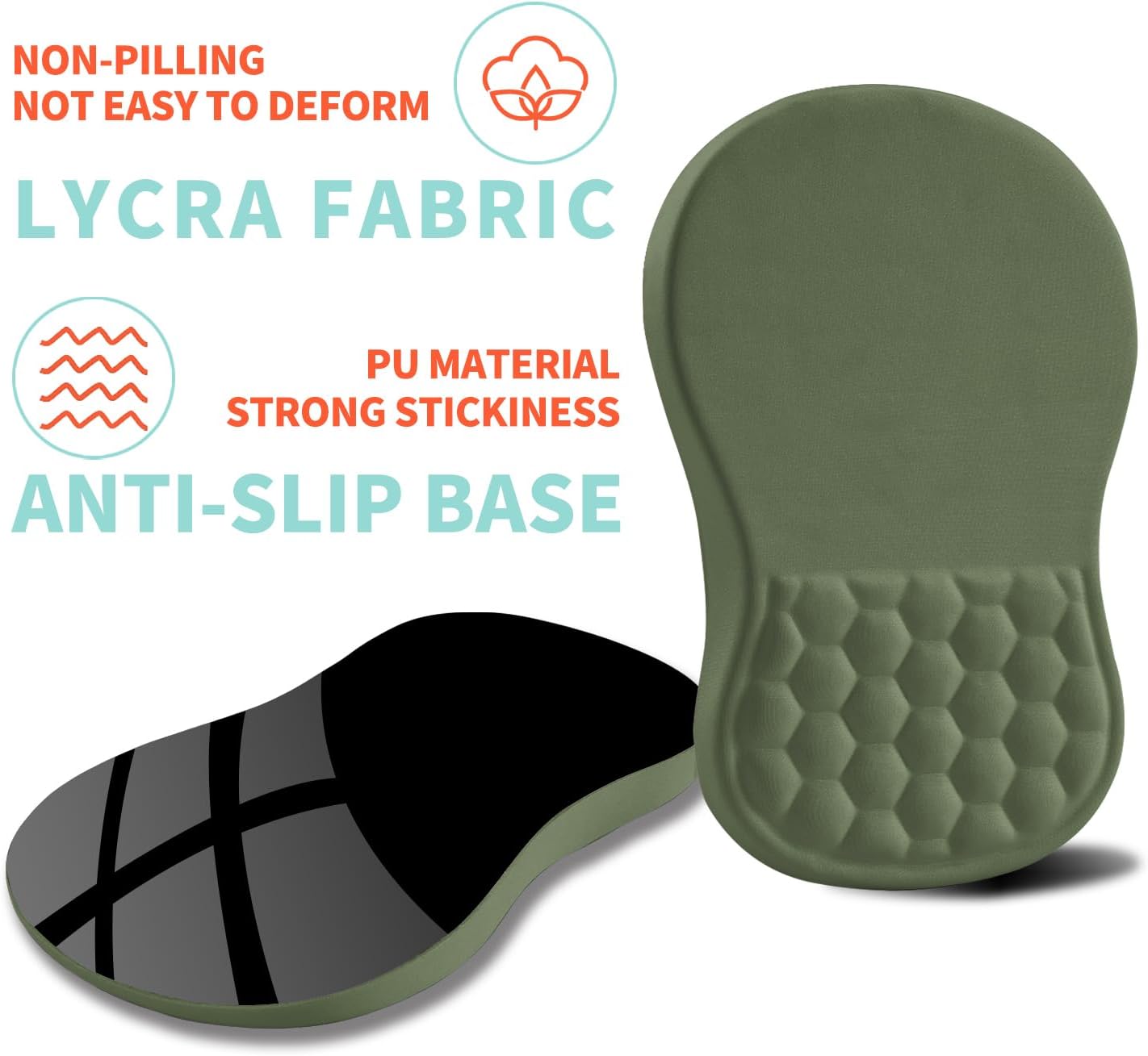 Ergonomic Mouse Pad Wrist Support with Memory Foam Massage Bulge, Carpal Tunnel Pain Relief Mousepad Wrist Rest for Mouse(12x8 inch,Olive Green)