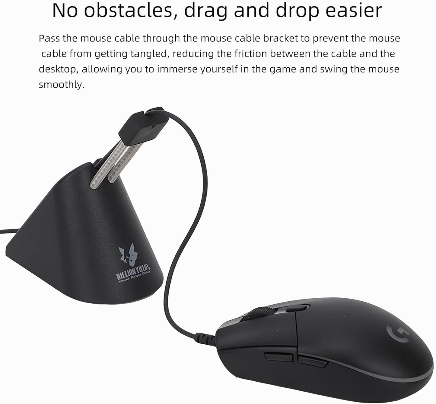 Gaming Mouse Bungee, Mouse Cord Holder and Cable Management Device (Primium Version 360g, Black)