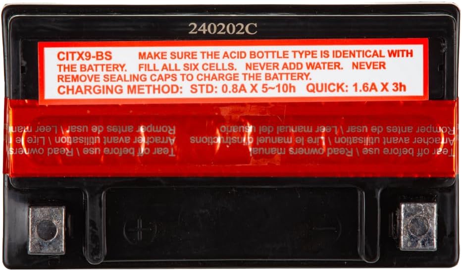 Interstate Batteries YTX9-BS 12V 8Ah Powersports Battery 130CCA AGM Rechargeable Replacement for BMW, Honda, Kawasaki Motorcycles, ATVs, Scooters (CITX9-BS)