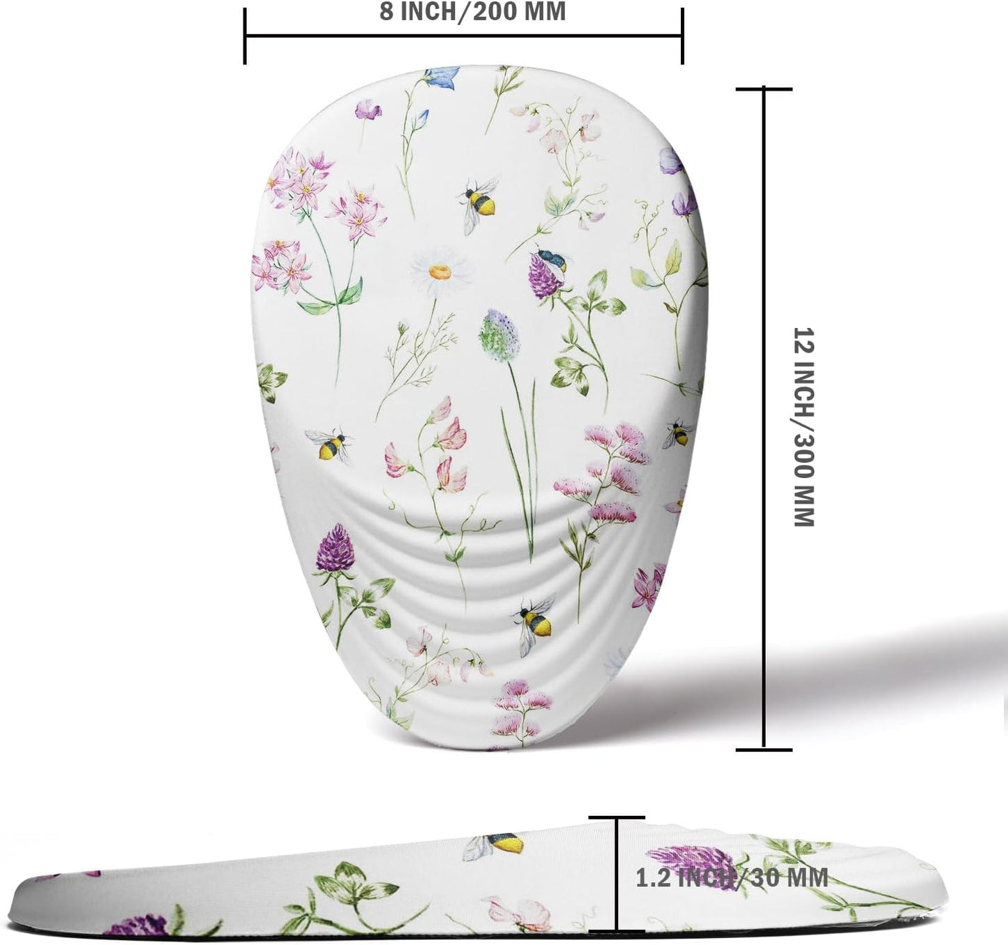 Floral Ergonomic Mouse Pad Wrist Support, Pretty Flowers Mouse Pad with Wrist Rest, Foam Massage Design & Non-Slip PU Base MousePads for Pain Relief, Desk, Office, Home