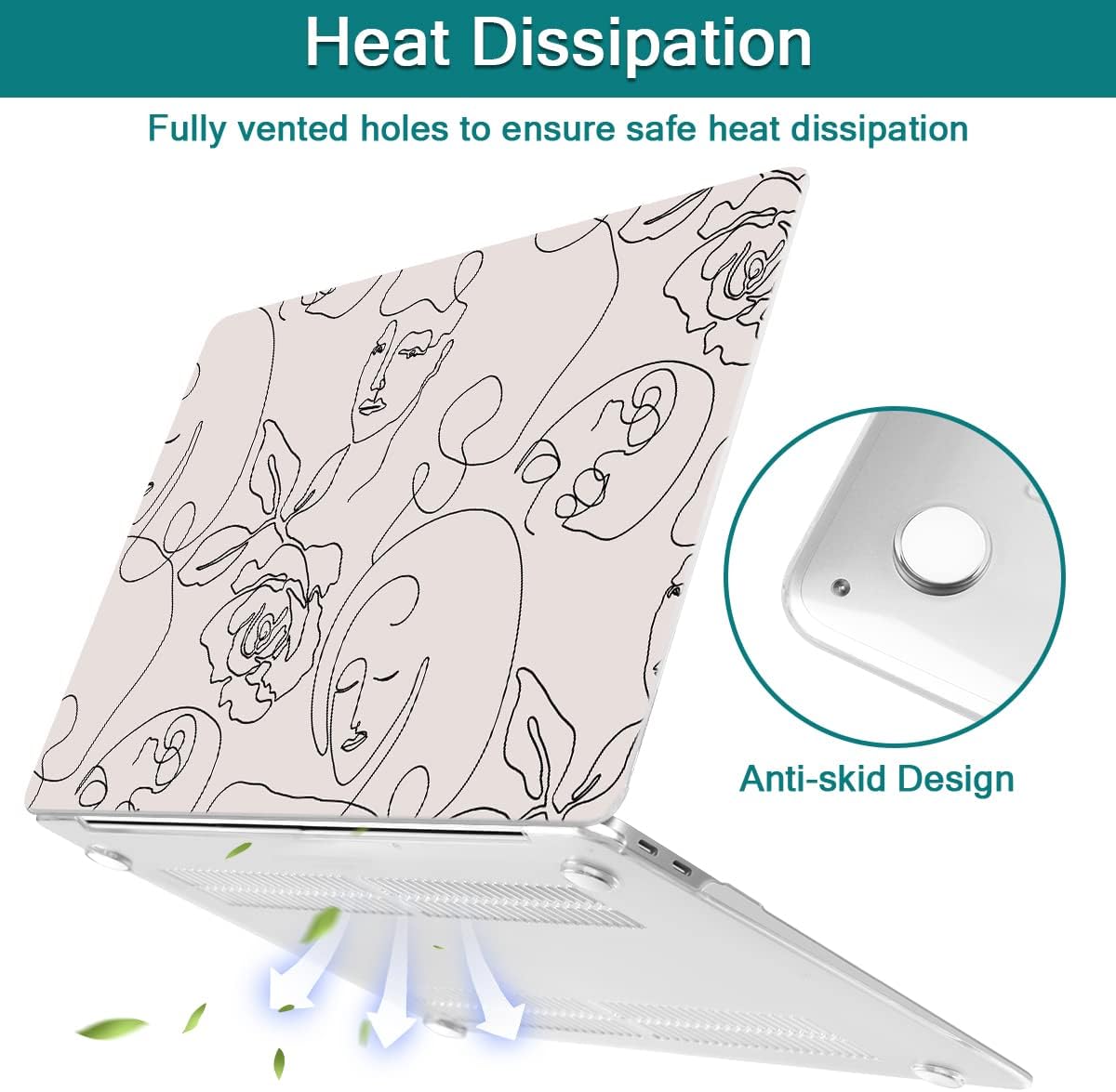 Teryeefi for MacBook Air 13 inch Case 2021 2020 2019 2018 A2337 M1 A2179 A1932, Plastic Hard Shell Case & Keyboard Cover & Screen Protector for Mac Air 13.3 Retina with Touch ID, Abstract Face