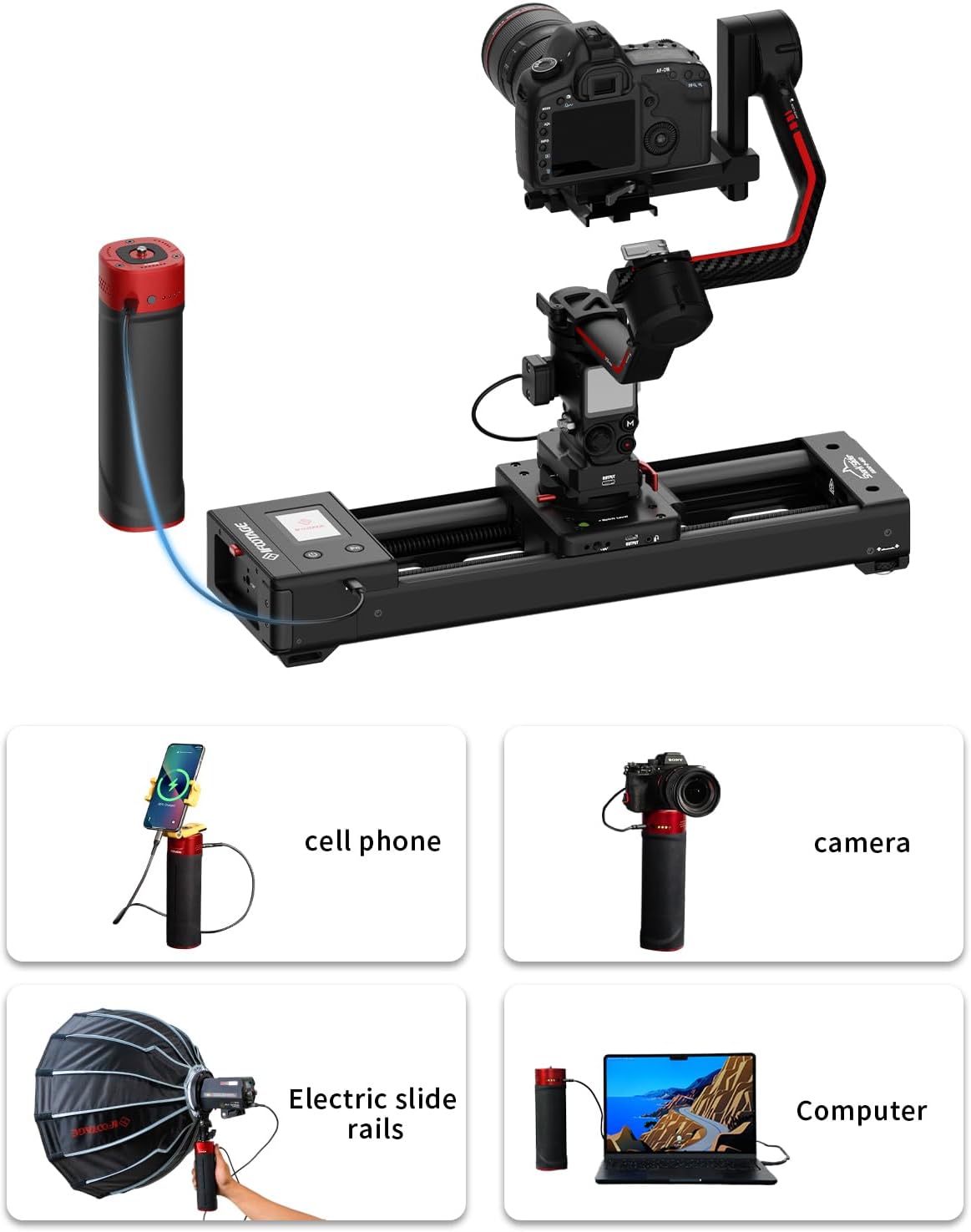 IFOOTAGE Shark Slider Nano II-660 (26inch) Motorized Camera Shark Slider with Dedicated Battery Grip PD140H Combo