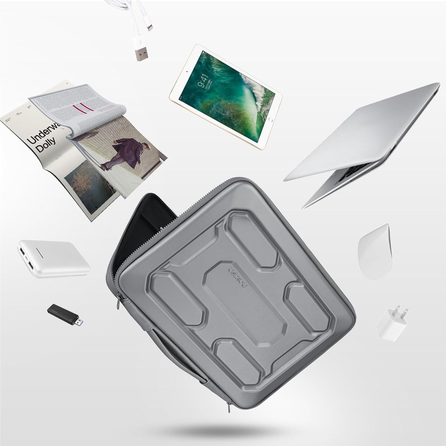 DOMISO 15.6 inch Laptop Sleeve with Handle Shockproof Waterproof EVA Protective Case for 15.6" Yoga 720 IdeaPad 310 320 ThinkPad T570/Legion 5 Gen 6/HP Envy 15/15.6" Notebooks, Silver