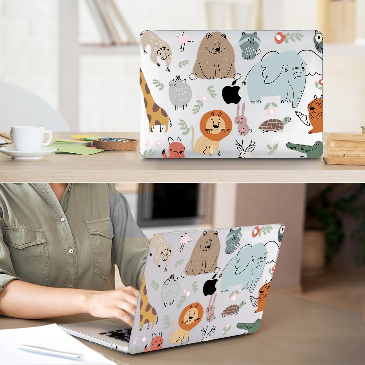 Compatible with 2025 2024-2022 MacBook Air 13 inch Case M4 A3240 M3 A3113 M2 A2681, Hard Shell&Keyboard Cover&Screen Film&Webcam Cover for New M4 Mac Air 13.6 inch with Touch ID, Cute Animal