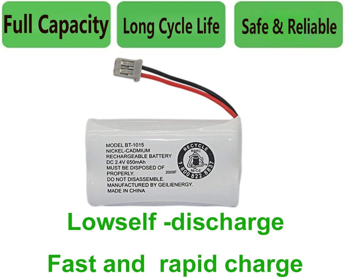 GEILIENERGY BT-1015 BT1015 Battery Compatible for Uniden BT1007 BT-1007 BT904 BT-904 BBTY0651101 BBTY0460001 BBTY0510001 BBTY0624001 BBTY0700001 HHR-P506, HHR-P506A Cordless Phone(2-Pack)
