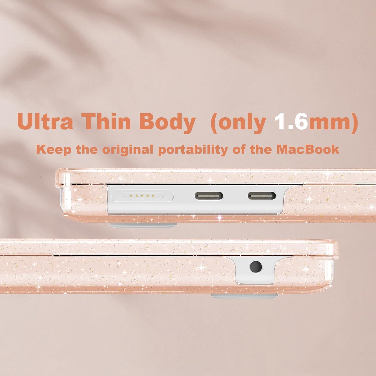 CISSOOK Cherry Pink Glitter Case for MacBook Air 13.6 inch 2025 2024 2022 Released A3240 A3113 A2681, Bling Hard Shell Case with Keyboard Cover & Screen Protector for MacBook Air 13 M2 M3 M4