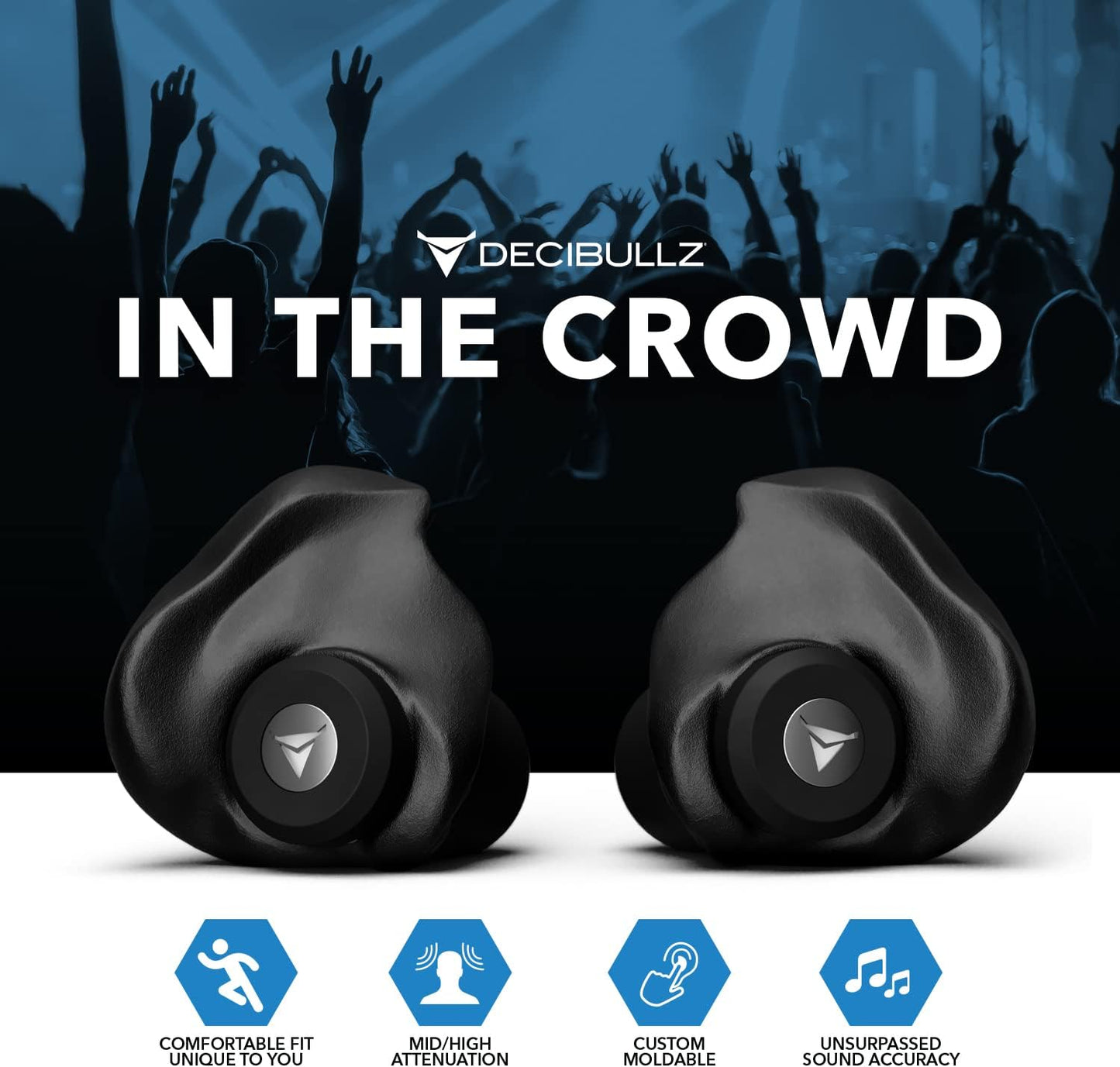 Decibullz Professional Moldable Earplugs, Noise Cancelling Earplugs, Concert Ear Plugs, Perfect for Musicians, Recording Artists, DJ's, and Festivals