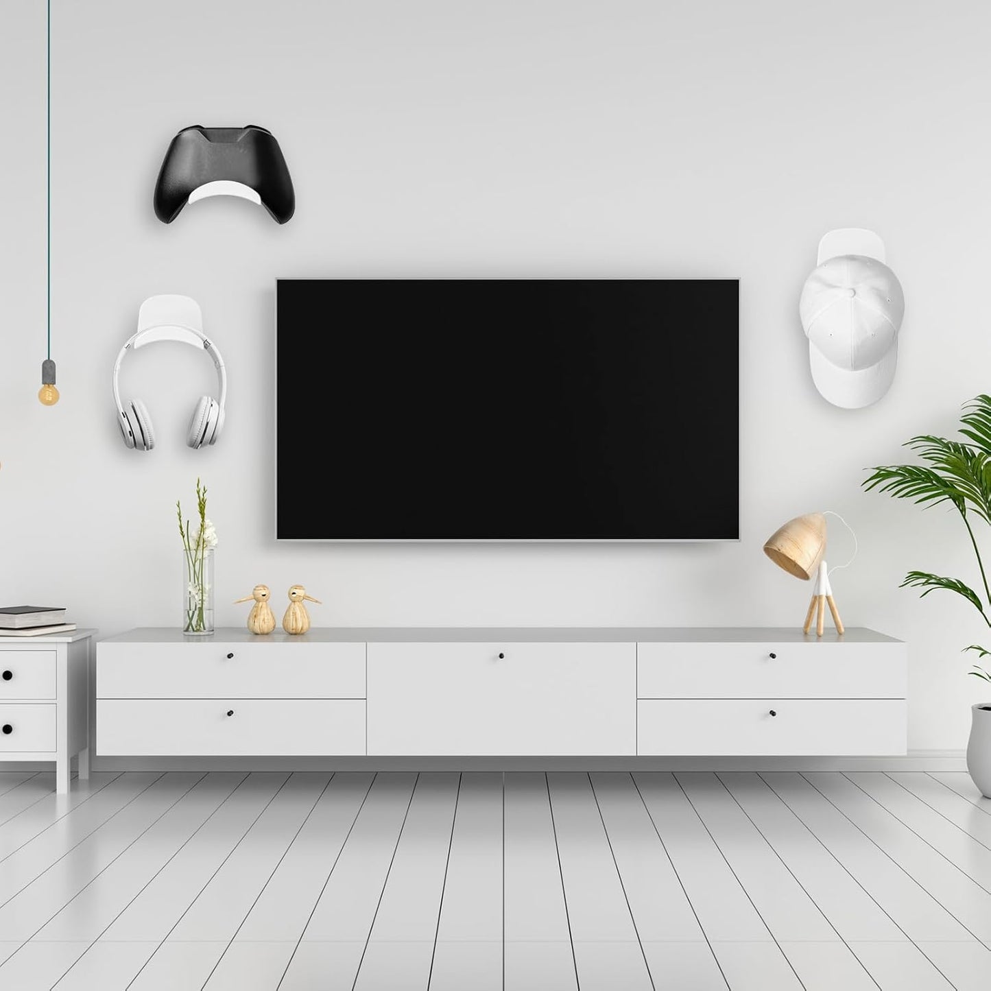 30 Pcs Headset Wall Holder Adhesive Gaming Headset Holder Hooks for Wall Mounting Strong Universal Holder Hooks for Headsets, Game Pads, Hats, Closets, Doors