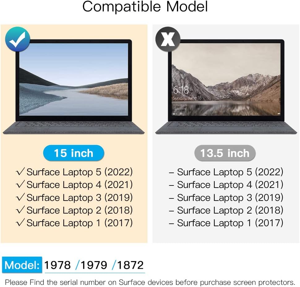 for Microsoft Surface Laptop 6/5/4/3/2/1 th Gen 15 inch Privacy Screen Protector Filter,Bubble Free Anti-Spy Anti-Glare Anti Blue Light Filter(for Surface Laptop 1/2/3/4/5/6 15 Privacy Screen Shield)