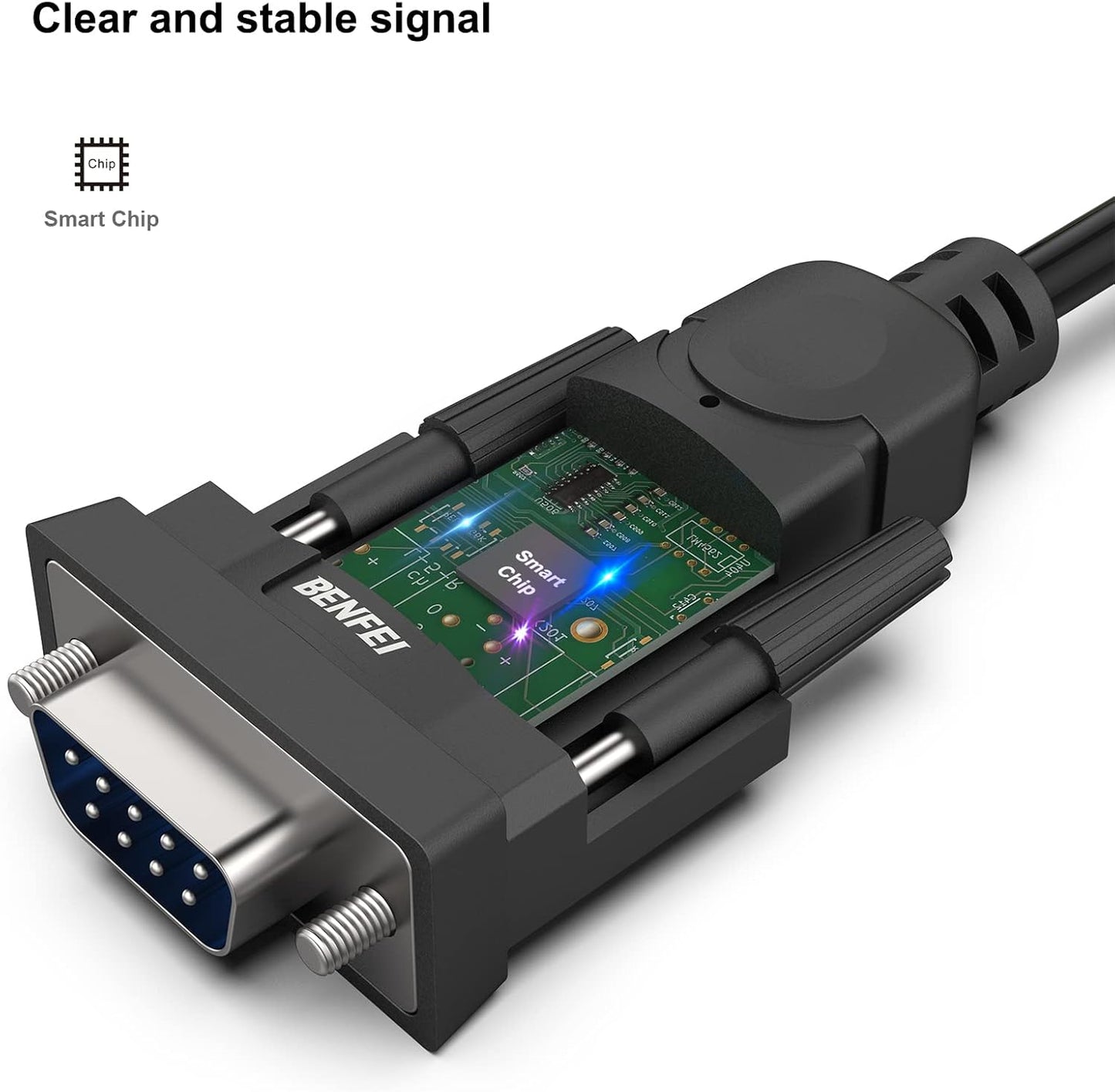 BENFEI USB to Serial Adapter, USB to RS-232 Male (9-pin) DB9 Serial Cable, Prolific Chipset, Windows 11/10/8.1/8/7, Mac OS X 10.6 and Above, 1.8M(Not VGA)