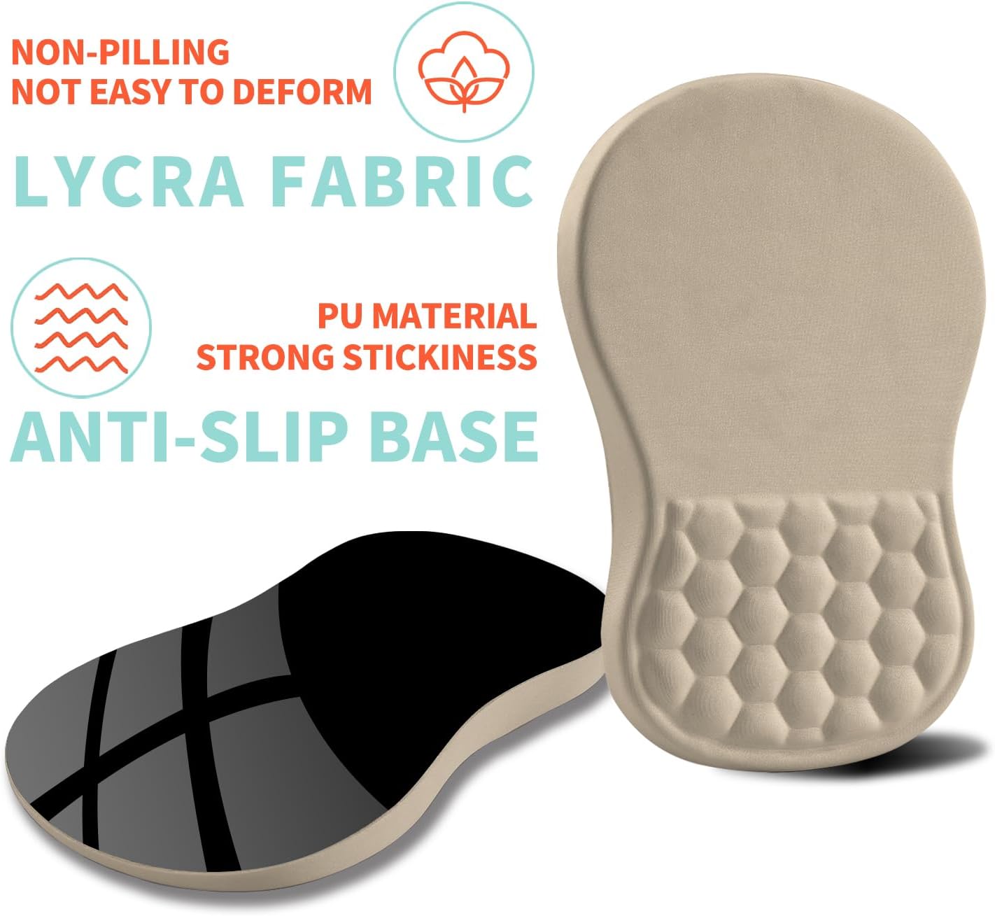 Ergonomic Mouse Pad Wrist Support with Memory Foam Massage Bulge, Carpal Tunnel Pain Relief Mousepad Wrist Rest for Mouse(12x8 inch, Apricot)