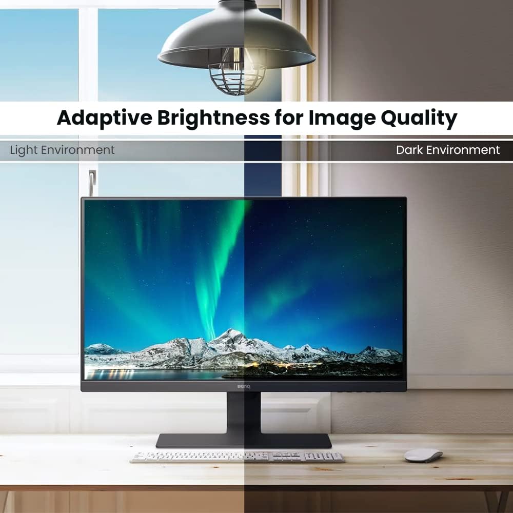 BenQ GW2480 Computer Monitor 24" FHD 1920x1080p | IPS | Eye-Care Tech | Low Blue Light | Anti-Glare | Adaptive Brightness | Tilt Screen | Built-In Speakers | DisplayPort | HDMI | VGA,Black