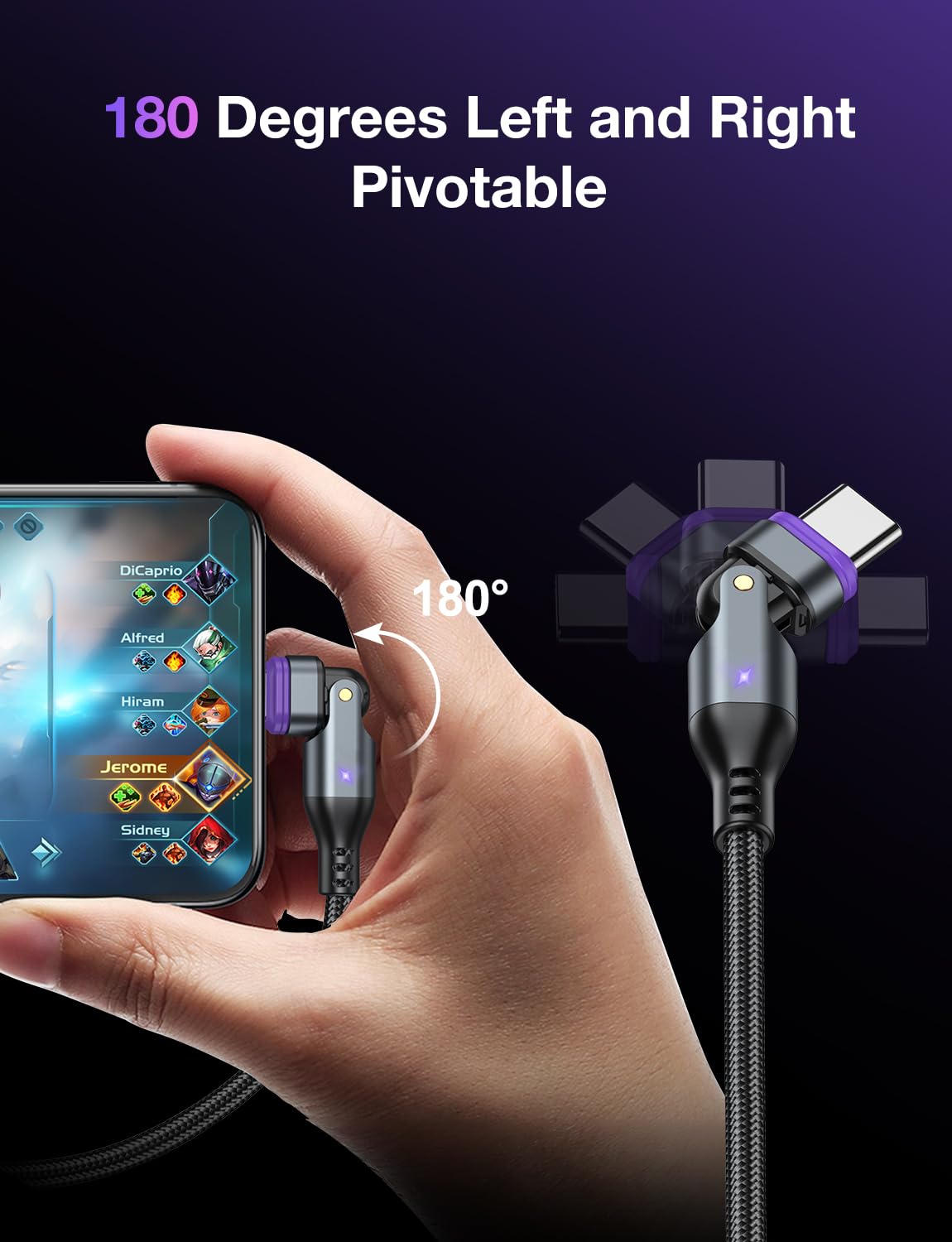 AUFU 16PIN USB C Magnetic Charging Cable (3Pack, 3.3/3.3/3.3ft), 180° Rotation Magnetic Charger Cable/Magnet USB C Cable/Magnet Phone Charger/Date USB Charging Cord for Phone/Tablet/Laptop