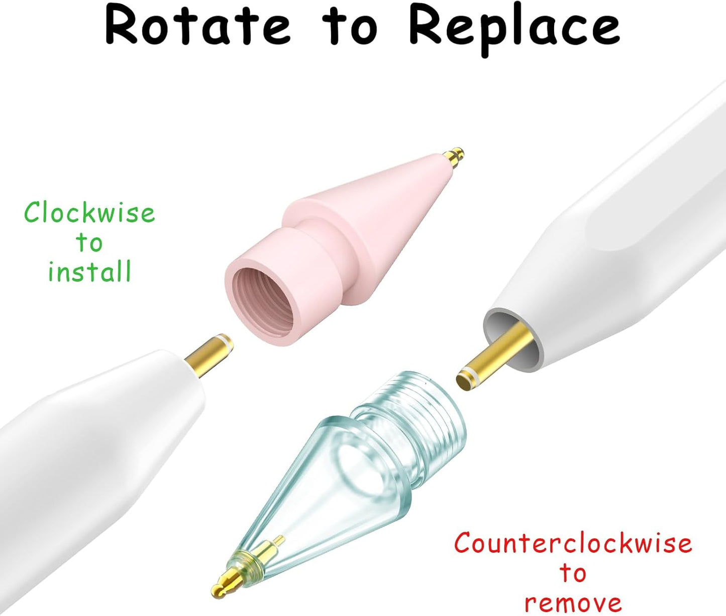 6 Pack Fine Point Replacement Tips Compatible with Apple Pencil 2nd Generation, Apple Pencil 1st Generation & Apple Pencil USB-C Colorful Nibs (Original/Pink/Green/Yellow)